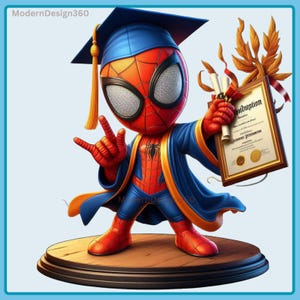 Lindo diploma de Spidey, salpicadura de acuarela de graduación, imágenes prediseñadas, gráficos e ilustraciones, estética arcoíris, imágenes PNG de películas de superhéroes