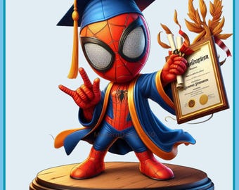 Cute Spidey Diploma, Graduation Watercolor Splash, Clipart Images, Graphics and Artwork, Rainbow Aesthetic, PNG Superhero Movie Images