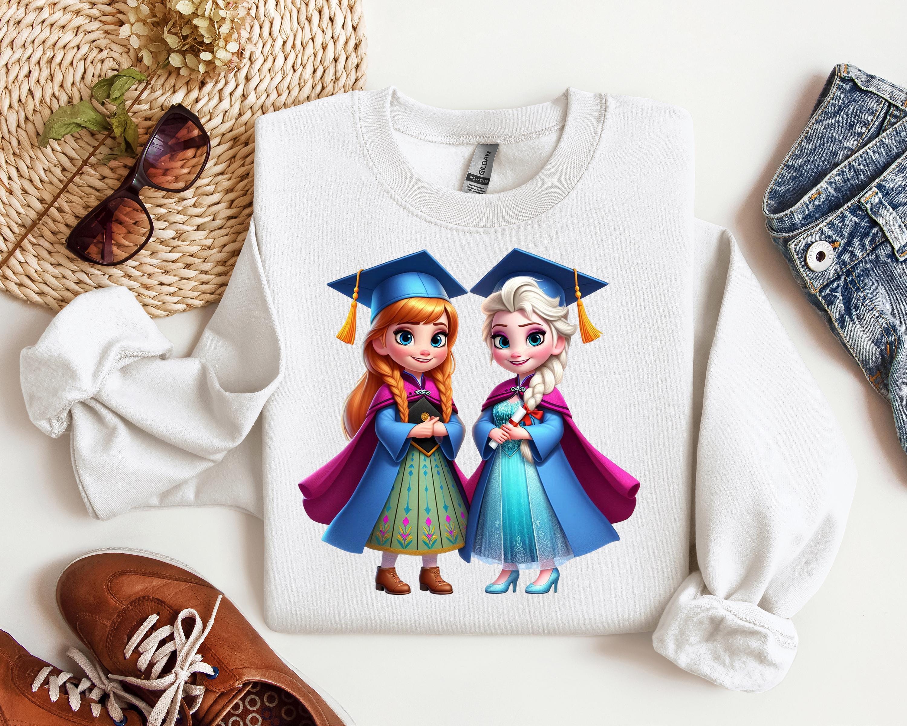 Anna and Elsa Graduation Clipart, Watercolor PNG Images (digital ...