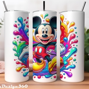 Mickey Mouse Tumbler Wrap PNG | 20 oz Watercolor Splash Digital Design | mickey mouse tumbler wrap png | Instant Digital PNG Download