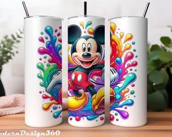 Mickey Mouse Tumbler Wrap PNG | 20 oz Watercolor Splash Digital Design | mickey mouse tumbler wrap png | Instant Digital PNG Download