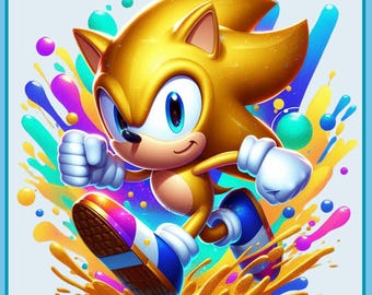 Cute Sonic Gold Run PNG, Clipart Images, Digital design PNG file for sublimation, High Resolution, Instant Download Digital PNG