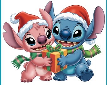 Stitch i Anioł png, Stitch i Anioł Boże Narodzenie, Stitch miłosny projekt, Stitch i Anioł Boże Narodzenie png, natychmiastowe pobieranie