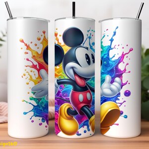 Mickey Mouse Tumbler Wrap PNG | 20 oz Watercolor Splash Digital Design | mickey mouse tumbler wrap png | Instant Digital PNG Download