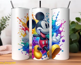 Mickey Mouse Tumbler Wrap PNG | 20 oz Watercolor Splash Digital Design | mickey mouse tumbler wrap png | Instant Digital PNG Download