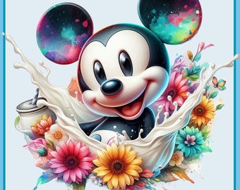 Mickey Mouse Splash and Watercolor Digital Design PNG file sublimation, Mickey Mouse Splash - High Resolution -Instant Digital PNG Download