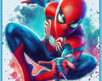 Spiderman clipart , Spiderman watercolor design, Spiderman png, Spiderman splash design, transparent background, Superhero clipart