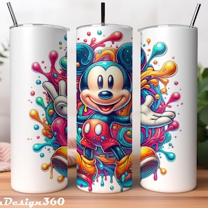 Mickey Mouse Tumbler Wrap PNG | 20 oz Watercolor Splash Digital Design | mickey mouse tumbler wrap png | Instant Digital PNG Download