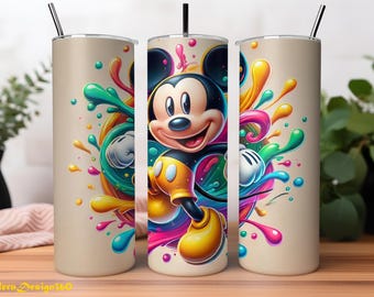 Mickey Mouse Tumbler Wrap PNG | 20 oz Watercolor Splash Digital Design | mickey mouse tumbler wrap png | Instant Digital PNG Download