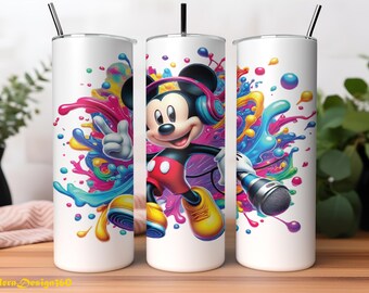 Mickey Mouse Tumbler Wrap PNG | 20 oz Watercolor Splash Digital Design | mickey mouse tumbler wrap png | Instant Digital PNG Download