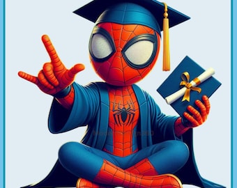 Cute Spidey Diploma, Graduation Watercolor Splash, Clipart Images, Graphics and Artwork, Rainbow Aesthetic, PNG Superhero Movie Images