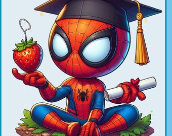 Cute Spidey Diploma, Graduation Watercolor Splash, Clipart Images, Graphics and Artwork, Rainbow Aesthetic, PNG Superhero Movie Images