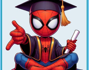 Cute Spidey Diploma, Graduation Watercolor Splash, Clipart Images, Graphics and Artwork, Rainbow Aesthetic, PNG Superhero Movie Images