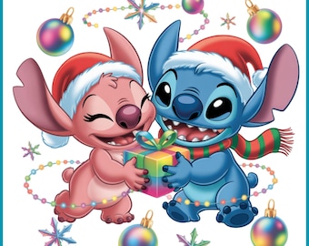 Stitch i Anioł png, Stitch i Anioł Boże Narodzenie, Stitch miłosny projekt, Stitch i Anioł Boże Narodzenie png, natychmiastowe pobieranie