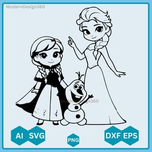 FROZEN SVG, Elsa Svg files for Cricut, Frozen Clipart, Princess Svg, Olaf Svg, Elsa Svg, Anna Svg Instant Download, cricut files Svg Png Dxf