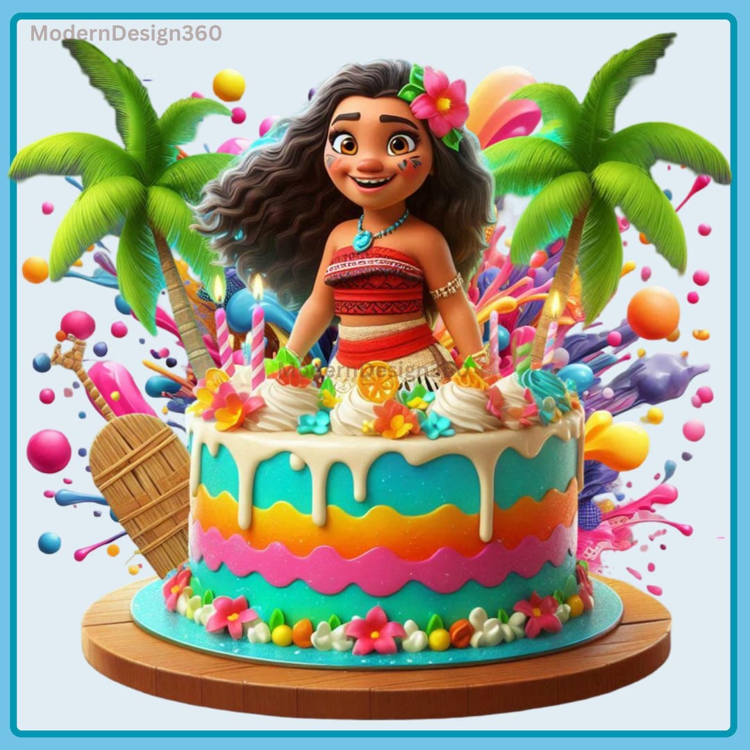 Moana Birthday Watercolor Splash, Clipart Images, Graphics and Artwork ...