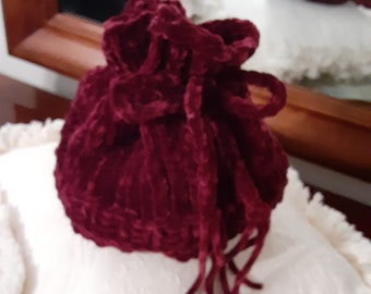 Velvety Mini Drawstring Sack in Claret by Never Felt Better