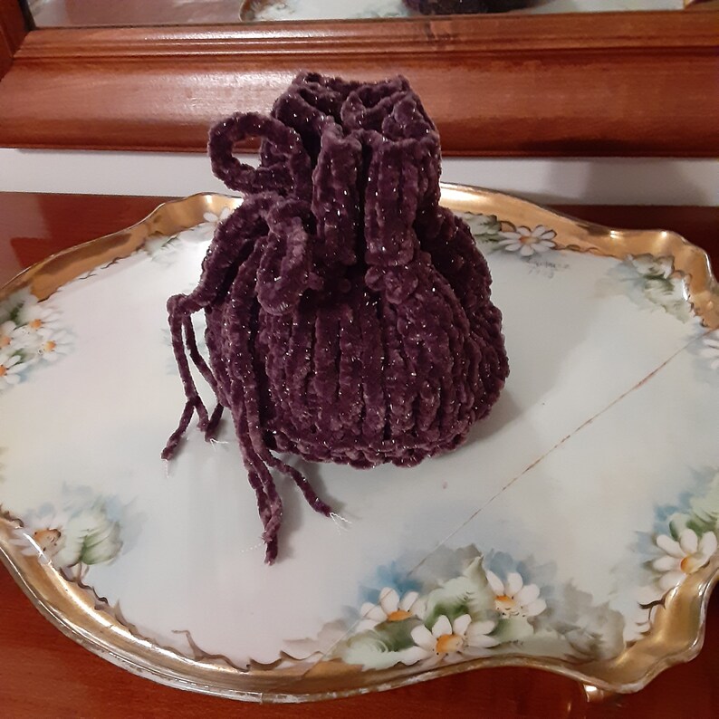 Velvety Mini Drawstring Sack in Sparkly Plum by Never Felt Better image 2