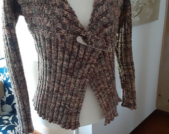 Collarless Ribbed Sweater in Earthtones Tweed by Never Felt Better