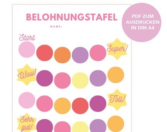 Belohnungstafel zum Ausdrucken, Kinderbelohnung Belohnungssystem, Routine-Chart, Belohnungsplan, Lernplan, Belohnungskarte, Du schaffst das