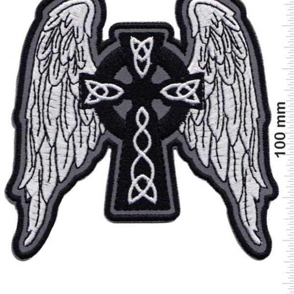 Engelsfluegel Kreuz Crucifix Embroidered Patch Badge Applique Iron on