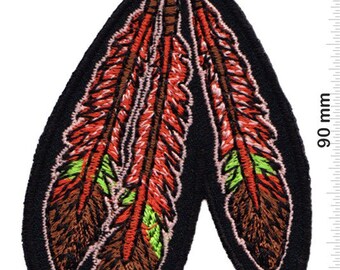 Indianer Indians Plume Ornements Marron Vert Brodé Patch Badge Appliqué Fer Sur