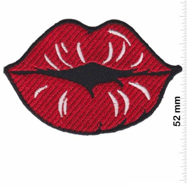 Kiss Kussmund Red Embroidered Patch Badge Applique Iron on