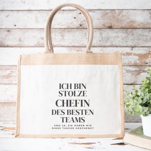 Jute Shopper stolze Chefin| Personalisiert I Farbe Natur | Geschenk Chefin | Tragetasche | bestes Team I Shopper