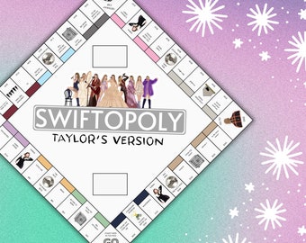 SWIFTOPOLY - Jeu de société imprimable Taylor Swift « Swifttie » Monopoly en téléchargement numérique, cartes et argent