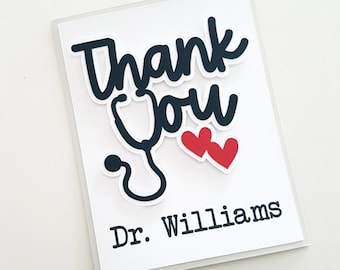 Handmade Personalized Dimensional Doctor or Nurse Thank You Card