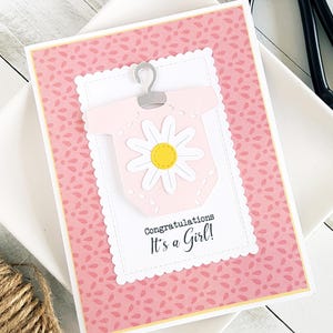 Cute Handmade Baby Girl Congratulations Greeting Card. New Baby Card. Baby Shower Card.