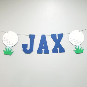 Golf Ball and Tee Name Banner. Golf Party Banner. Hole in One Party. First Birthday Banner. Retirement Party Decor.