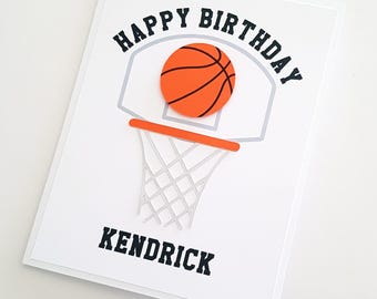 Personalized Basketball Greeting Card, Handmade Birthday Card.