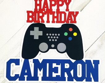 Personalized Gamer Handmade Custom Cardstock Cake Topper Party Decoration