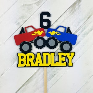 Personalized Monster Truck Birthday Cake Topper: Dimensional Party Decor