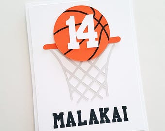 Personalized Basketball Greeting Card, Handmade Birthday Card.