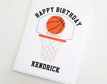 Personalized Basketball Greeting Card, Handmade Birthday Card.