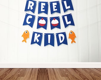 Reel Cook Kid, Children's  Fishing Party Banner. Cardstock Party Decoration.