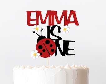 Personalized First Birthday Ladybug Cake Topper. Ladybug Party Decor. Ladybug Party Supplies. First Birthday Decorations.