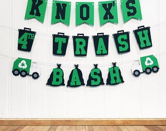 Personalized Any Age Trash Bash Banner. Trash Truck Party Decoration.