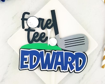 Handmade Custom 40th Golf Cardstock Cake Topper. Fore-Tee Birthday Party Decoration.
