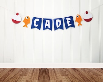 Personalized Handmade Fishing Banner. Custom Cardstock Fishing Party Decoration.