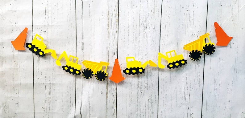 Boy/'s Birthday Decor. Construction Garland Construction Party D\u00e9cor Trucks Garland