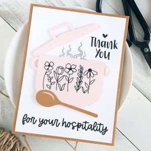Carte rose faite main de remerciement pour votre accueil, carte de remerciement girly pour hôtesse, cadeau d'hôtesse, carte de remerciement dimensionnelle pour l'hébergement.