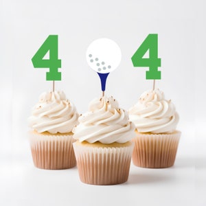 Golf Cupcake Toppers. Hole in One Party. First Birthday Cupcake Toppers. Custom Age and Golf Ball Cupcake Toppers.