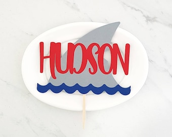 Personalized Shark Fin Handmade Custom Cardstock Cake Topper Party Decoration