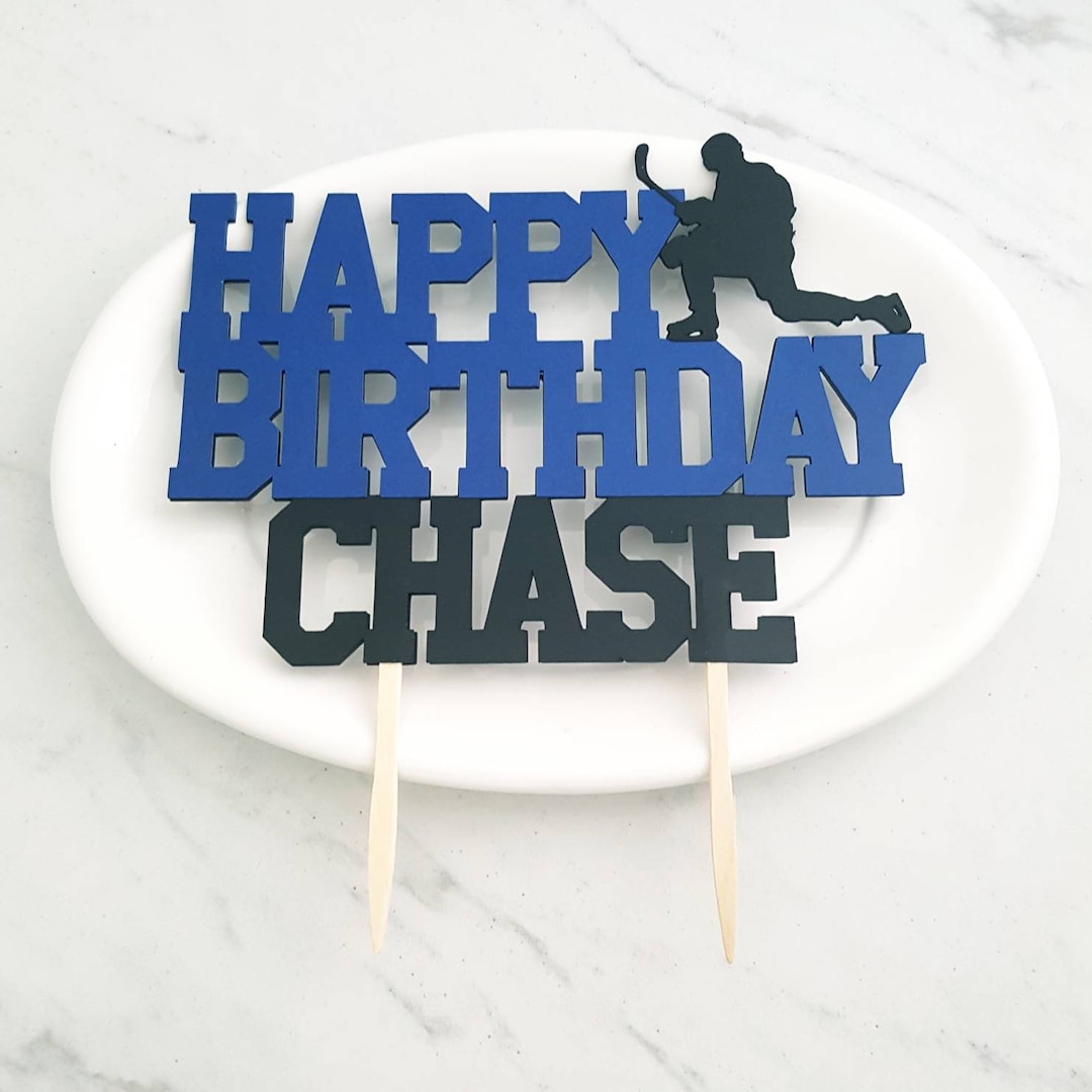 Personalized Hockey Birthday Cake Topper. Hockey Cake Topper. Etsy