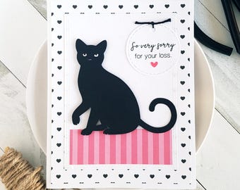 Handmade Cat Sympathy Greeting Card.  Pet Condolence Card.