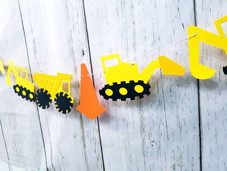 Boy/'s Birthday Decor. Construction Garland Construction Party D\u00e9cor Trucks Garland