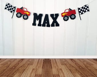 Monster Truck Handmade Custom Cardstock Banner Party Decoration